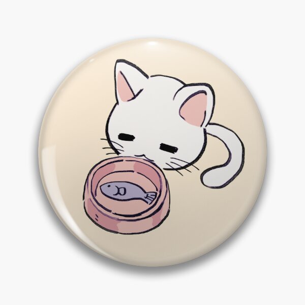 Item preview, I draw lucky star white cat eating fish designed and sold by RansRoom.