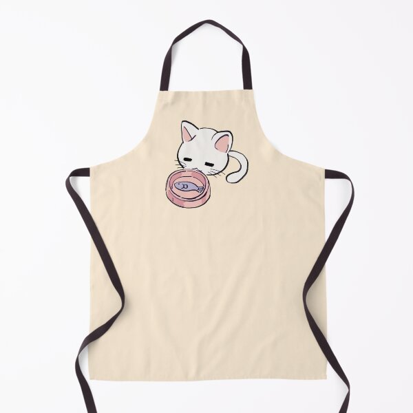 Item preview, I draw lucky star white cat eating fish designed and sold by RansRoom.