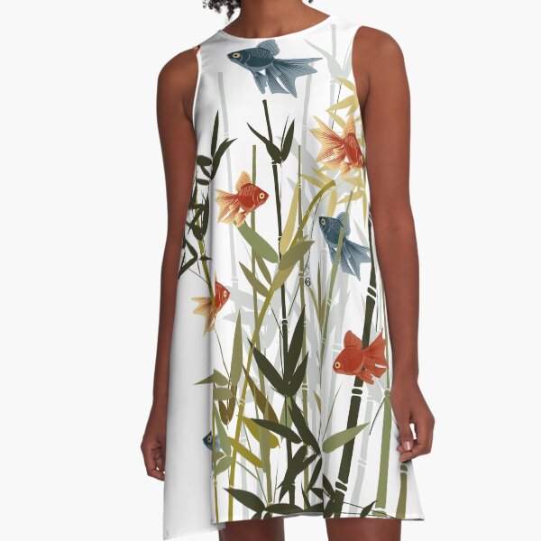 Fishes and bamboo A-Line Dress
