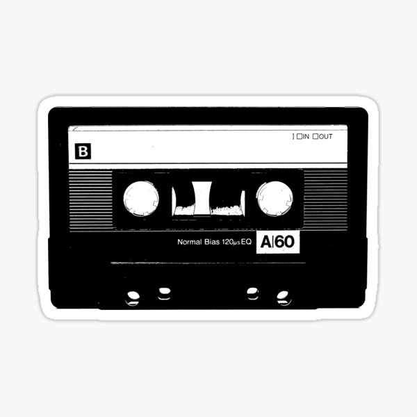 Cassette Tape - B-Side - White and Black - In and Out Sticker