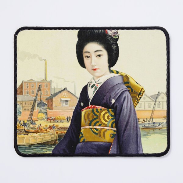 Item preview, WOMAN IN DARK KIMONO WITH ROSES Dai Nippon Seito Koshi Moji Factory 1922 Vintage Japanese Poster Advertising designed and sold by retroposters.