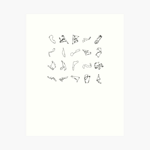 Minimalist Formula 1 Track Design in Pixels Art Print