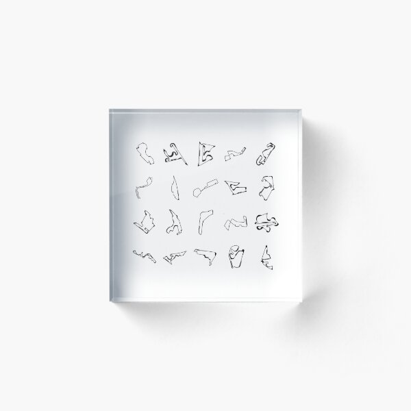 Minimalist Formula 1 Track Design in Pixels Acrylic Block