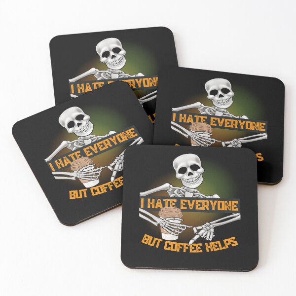 Item preview, Coffee helps, funny skeleton coffe design designed and sold by reka88.