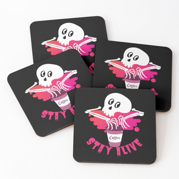 Item preview, Coffee helps, funny skeleton coffe design designed and sold by reka88.