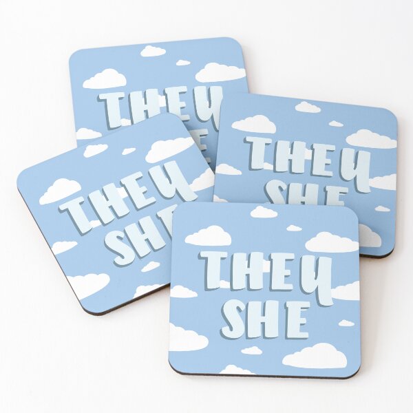 Item preview, Blue Clouds They/She Pronouns  designed and sold by MoonMint.