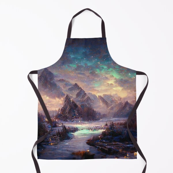 Artikelvorschau,  Magical Christmas Skyrim Aurora Clouds - Christmas village Landscape Painting | Purple Misty Magic entworfen und verkauft von Million-Clouds.