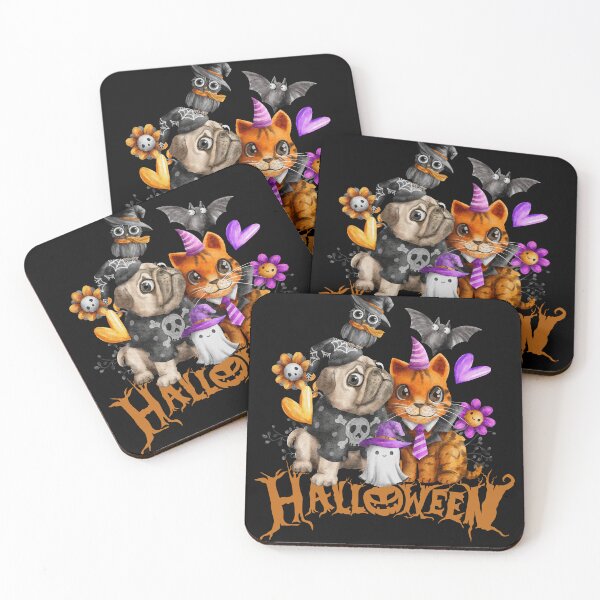 Item preview, Spooky Witchy Pug & Cute Baby Tiger Cyber-Halloween Digital Design designed and sold by mangaworldart.