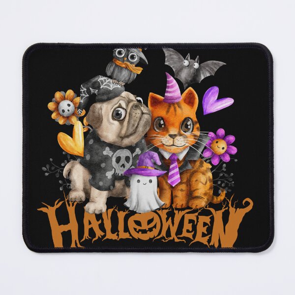 Item preview, Spooky Witchy Pug & Cute Baby Tiger Cyber-Halloween Digital Design designed and sold by mangaworldart.