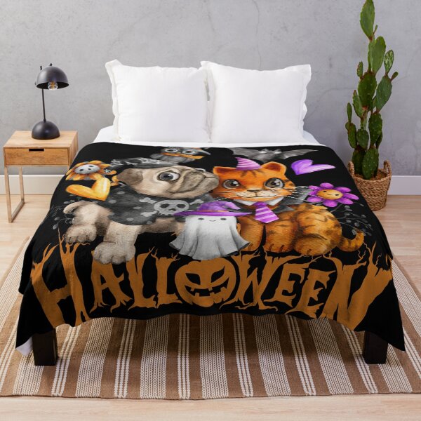 Item preview, Spooky Witchy Pug & Cute Baby Tiger Cyber-Halloween Digital Design designed and sold by mangaworldart.