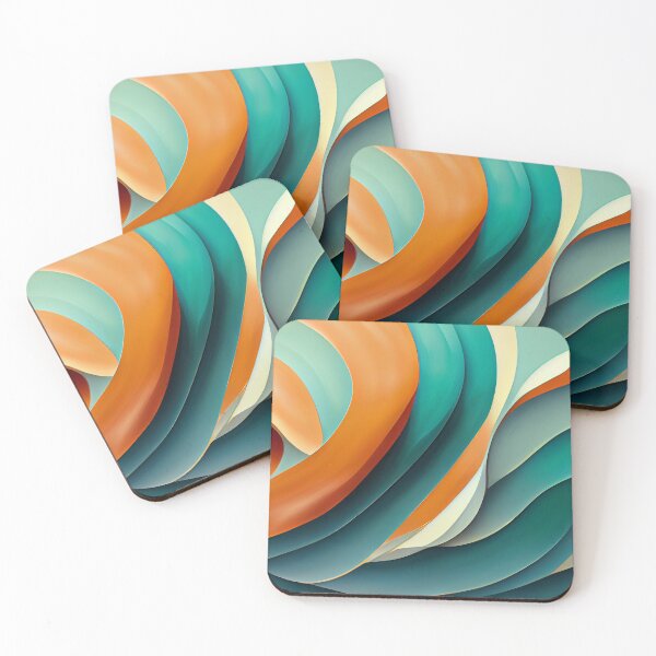 Item preview, Waves and Curves in Teal and Orange  - Created by A.I. designed and sold by Created-by-AI.