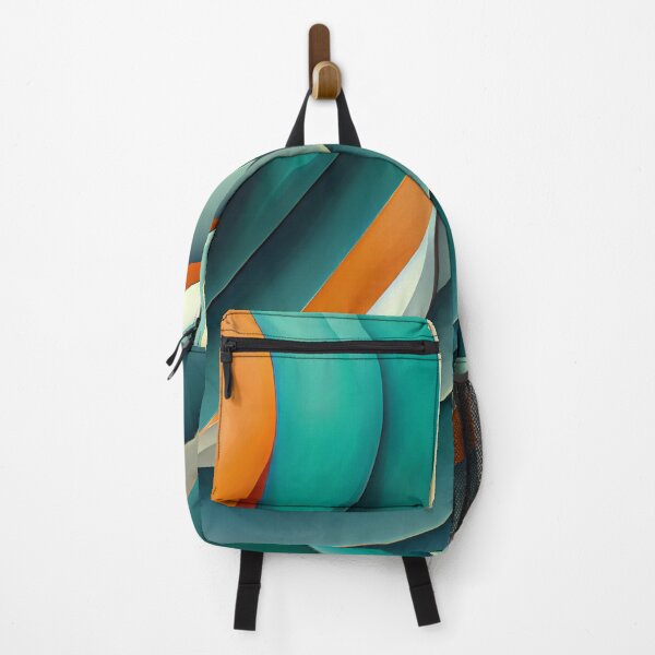 Item preview, Waves and Curves in Teal and Orange - Created by A.I. designed and sold by Created-by-AI.