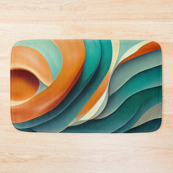 Item preview, Waves and Curves in Teal and Orange  - Created by A.I. designed and sold by Created-by-AI.