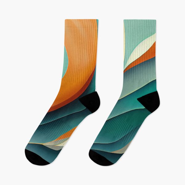 Item preview, Waves and Curves in Teal and Orange  - Created by A.I. designed and sold by Created-by-AI.