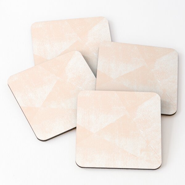 Item preview, Peach/Apricot and White Geometric Triangles Lino Textured Print designed and sold by itsjensworld.