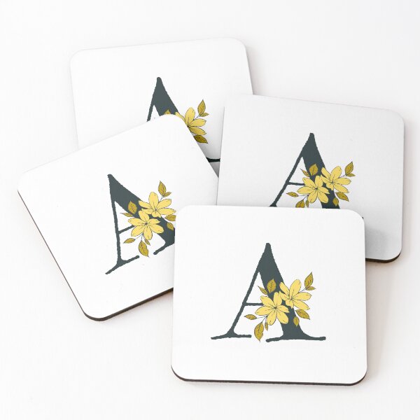 Item preview, Yellow floral A monogram designed and sold by Coffee Lifestyle.