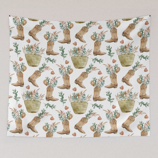 Item preview, Cowboy Boots Botanical Print designed and sold by ElishaKayne.