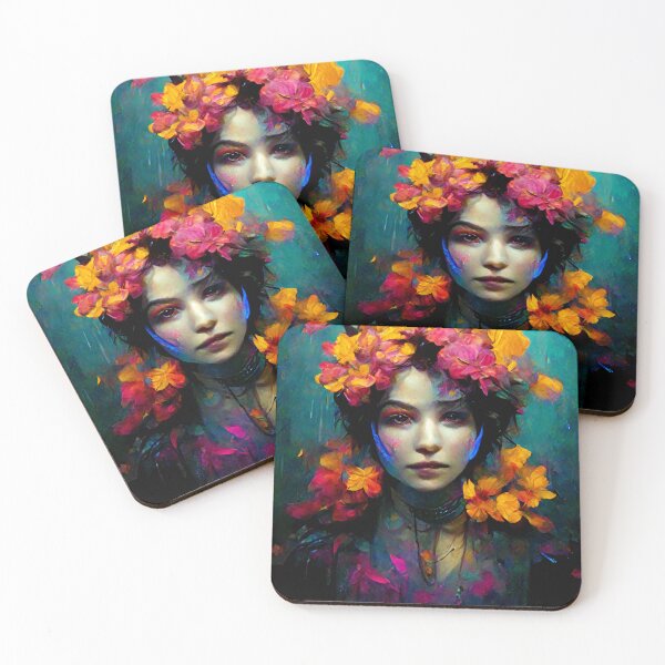 Item preview, Girl with Colorful Flowers Portrait - best selling  designed and sold by Aditya Bhole.