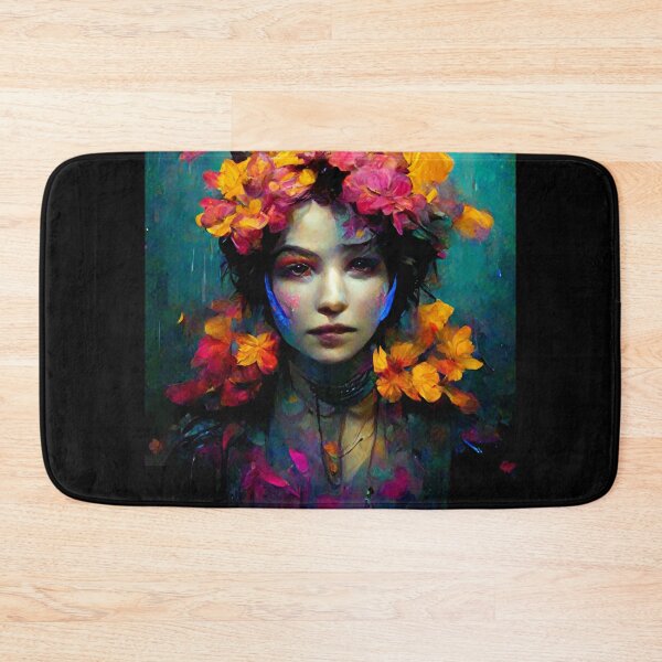 Item preview, Girl with Colorful Flowers Portrait - best selling  designed and sold by Aditya Bhole.