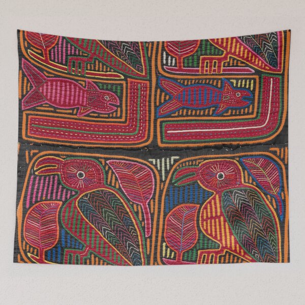 Item preview, Birds and Fish Vintage Mola Textile designed and sold by Vintage Wall Art.