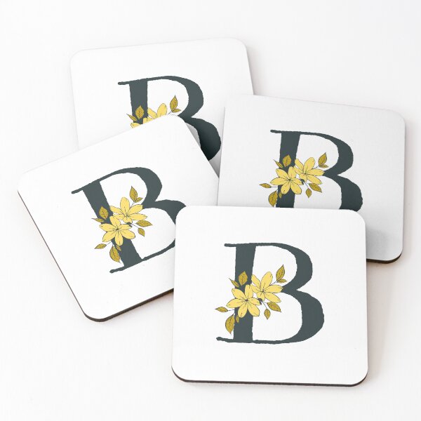 Item preview, Yellow floral B monogram designed and sold by Coffee Lifestyle.