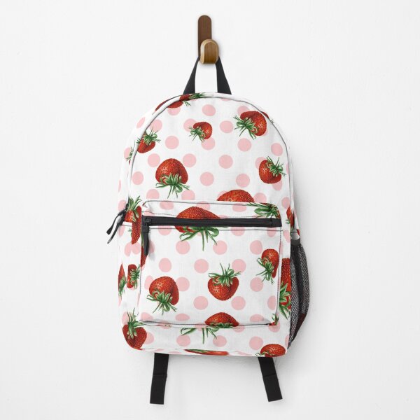 Item preview, Pink Strawberry Seamless Polka Dot Pattern Print designed and sold by ElishaKayne.