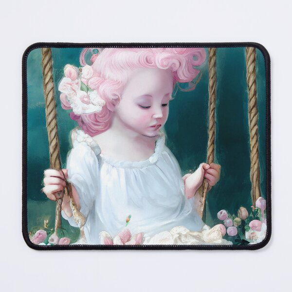 Item preview, Softly Swinging Floral Painted Little Cherub designed and sold by MythicPrompts.