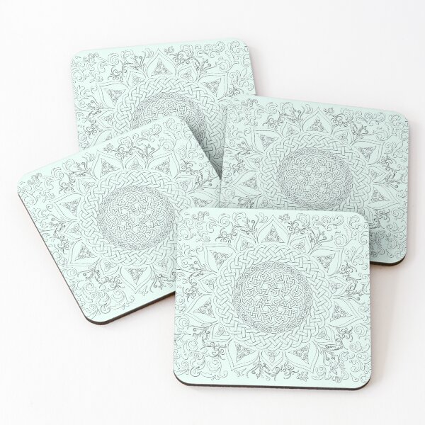 Item preview, Black Outline Celtic Knot Floral Lotus Mandala designed and sold by kernowerno.