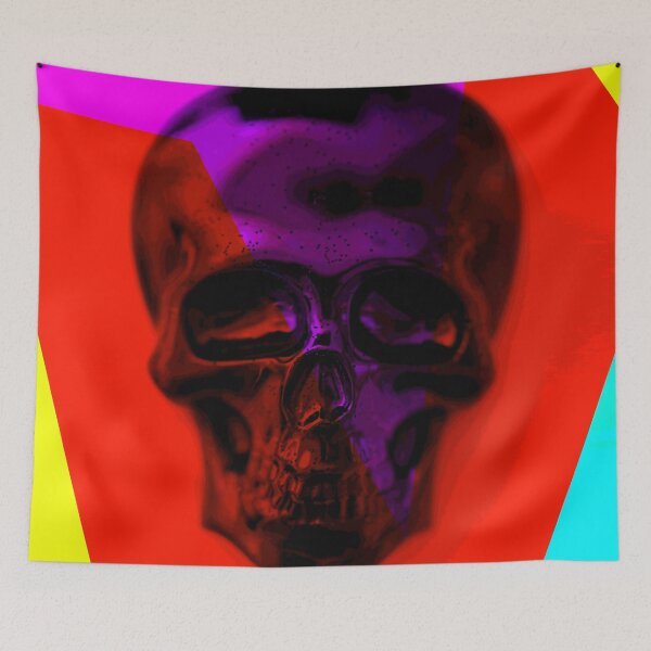 Item preview, Skull sculpture on a colorful background for a rad home decoration. designed and sold by paulo silveira.
