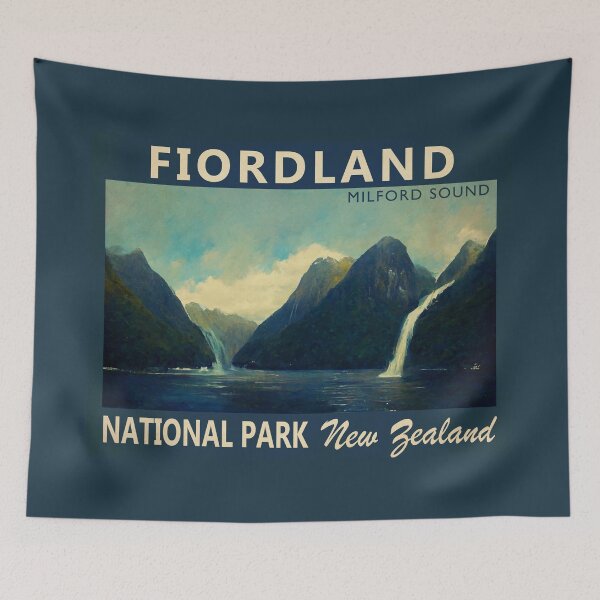 Item preview, Fiordland National Park New Zealand Watercolor Vintage designed and sold by KrisSidDesigns.