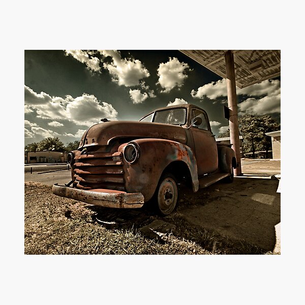 Golden Brown Vintage Chevy Truck art Print 2024 - Headed for the Ditch Old Brown Chevrolet fine art giclee photograph Panorama 8x16 Print