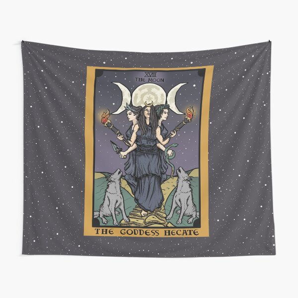 Item preview, Hecate Triple Moon Goddess of Witchcraft and Magick Witch Hekate Wheel Tarot Card designed and sold by TheGhoulishGarb.