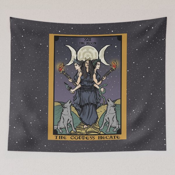 Item preview, Hecate Triple Moon Goddess of Witchcraft and Magick Witch Hekate Wheel Tarot Card designed and sold by TheGhoulishGarb.