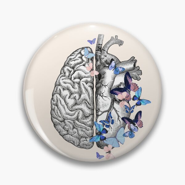 Item preview, Blue butterflies for half brain half heart, head and heart, vintage watercolor designed and sold by Collagedream.