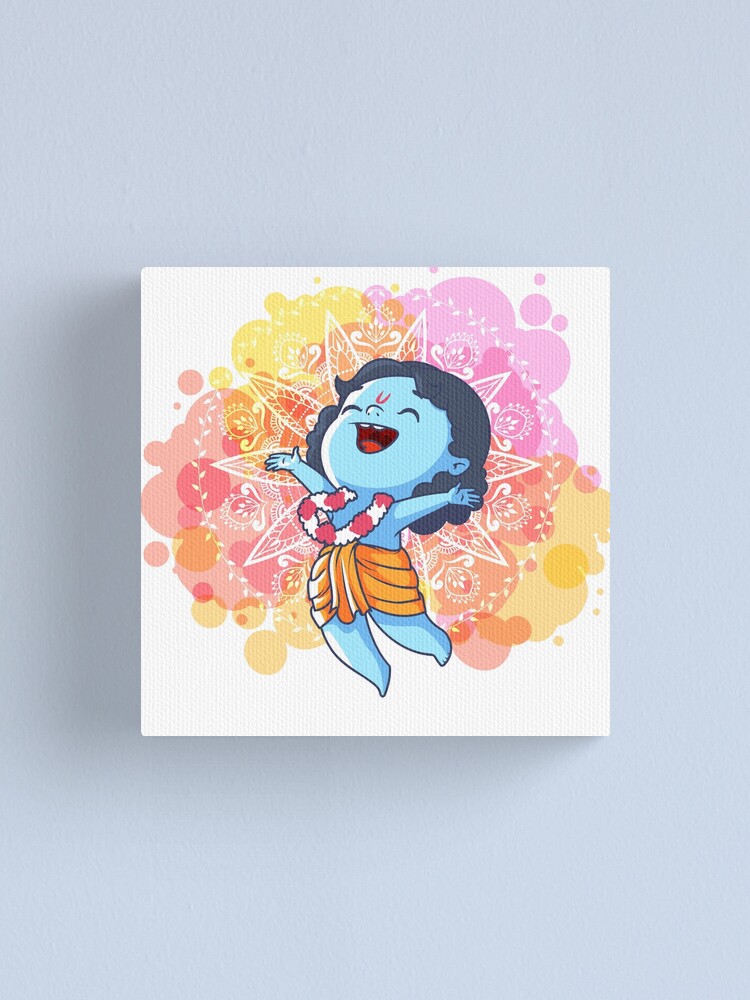 Very happy little Krishna is jumping. Cute cartoon Krishna. Very happy little Krishna is jumping. Cute cartoon Krishna.