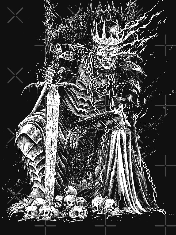 Death Skeleton Emperor Throne black & white