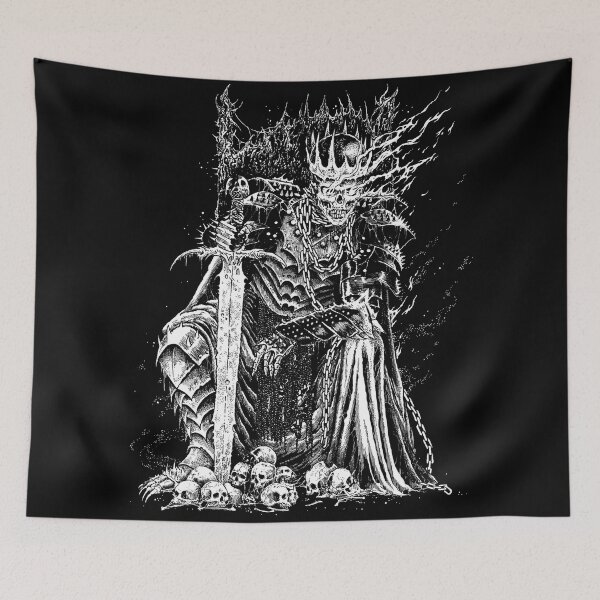 Item preview, Death Skeleton Emperor Throne black & white designed and sold by DRK7DSGN.