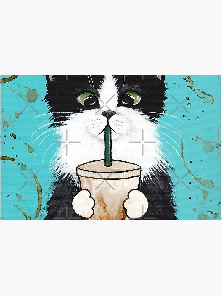 Tuxedo Cat with Iced Coffee by kilkennycat