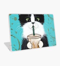 Tuxedo Cat with Iced Coffee Laptop Skin