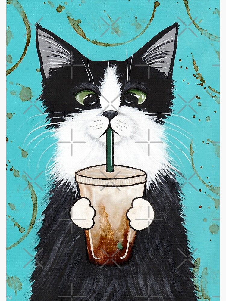 Tuxedo Cat with Iced Coffee by kilkennycat