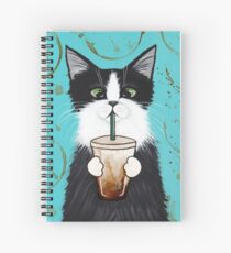 Smoking Katze mit Eiskaffee Spiralblock