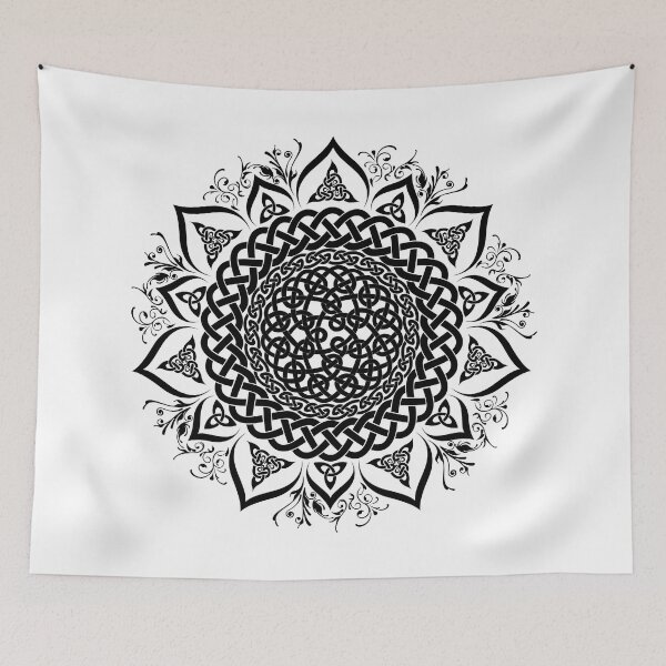 Item preview, Monochrome Black Celtic Knot Lotus Mandala designed and sold by kernowerno.