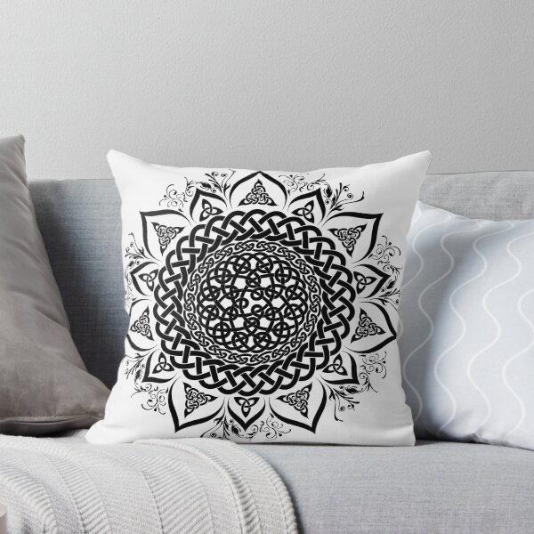 Item preview, Monochrome Black Celtic Knot Lotus Mandala designed and sold by kernowerno.
