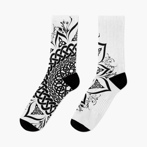 Item preview, Monochrome Black Celtic Knot Lotus Mandala designed and sold by kernowerno.