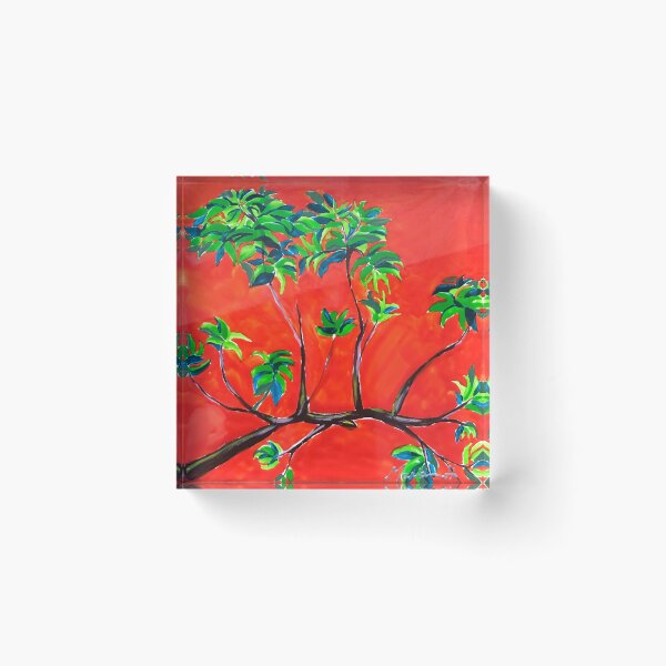 Item preview, Green tree branch on orange sky designed and sold by mariam-h.