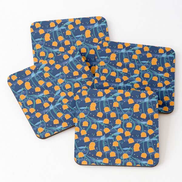 Item preview, Orange Lily of the Valley in Midnight Blue Night Pattern designed and sold by Moyanana.