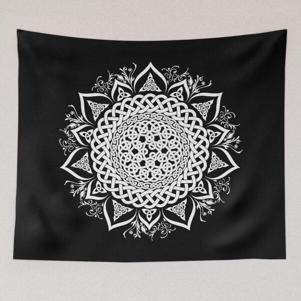 Item preview, Monochrome White Celtic Knot Lotus Mandala designed and sold by kernowerno.