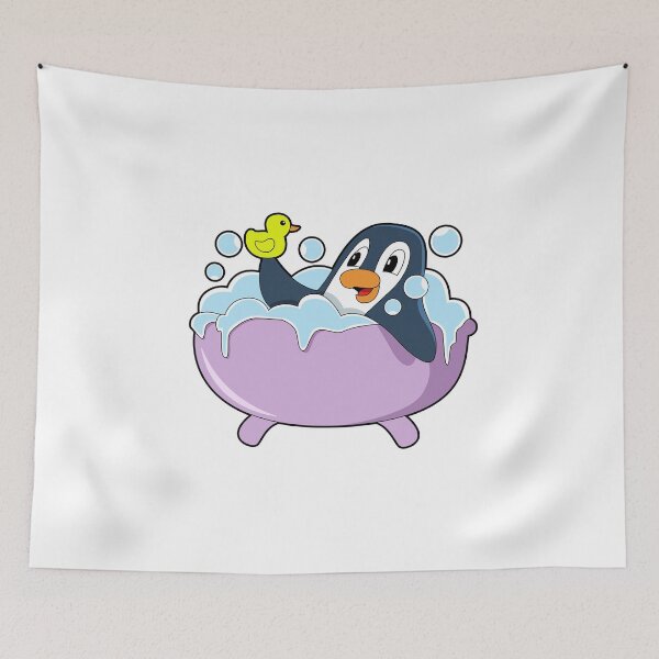 Item preview, Penguin in Bathtub with Duck designed and sold by Snabdesign84.