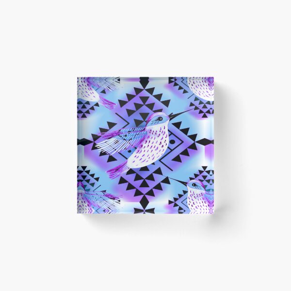Item preview, Pale Blue / Purple / Black Hummingbird Native Print designed and sold by JMWCD.
