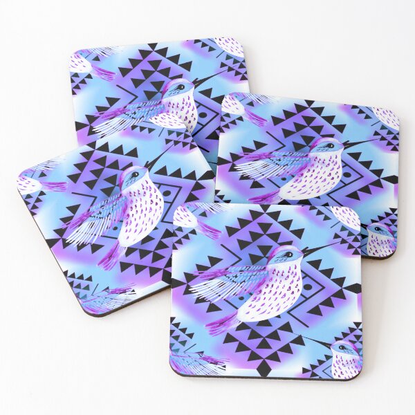 Item preview, Pale Blue / Purple / Black Hummingbird Native Print designed and sold by JMWCD.